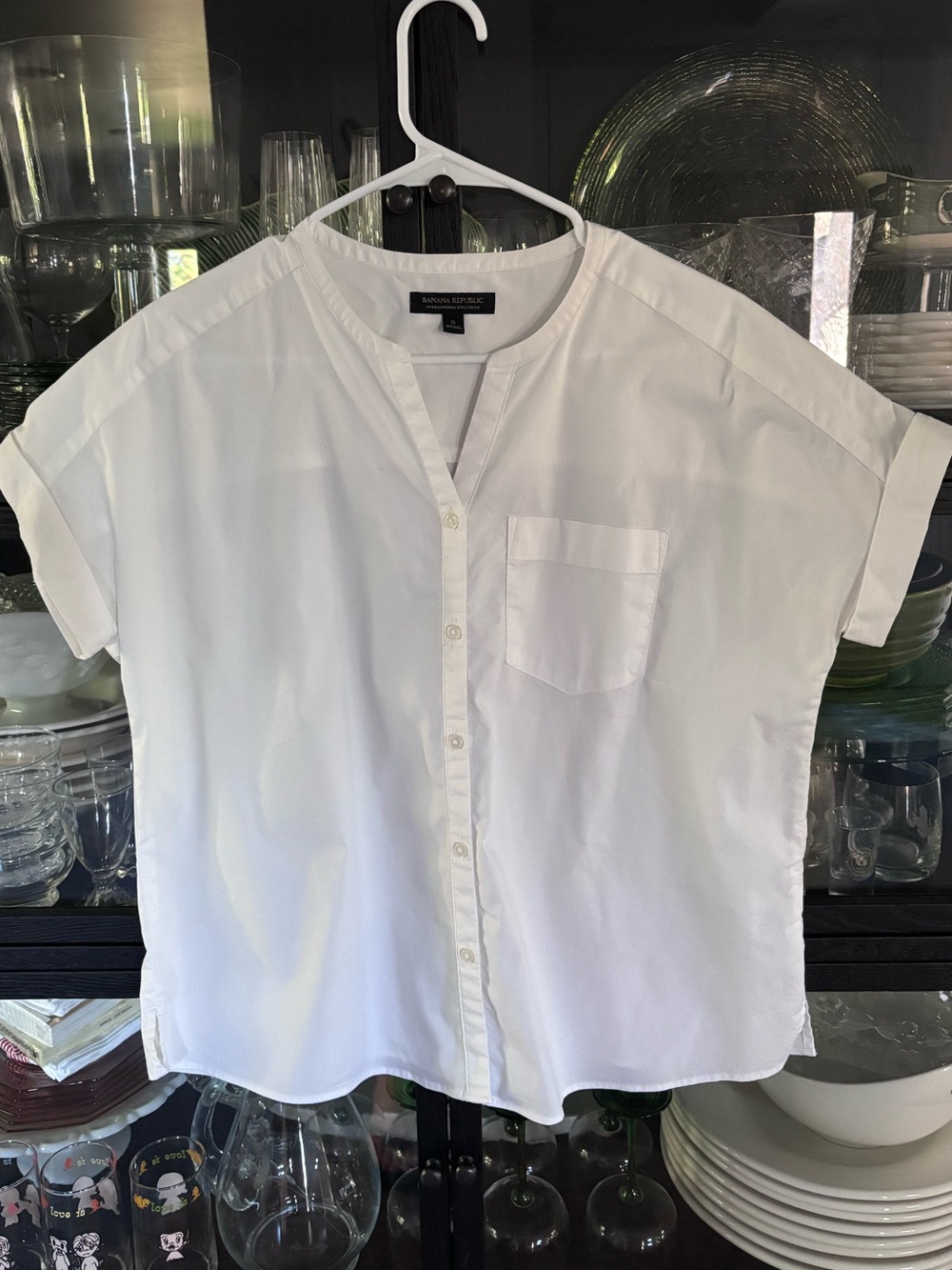Banana Republic White Capped Sleeve Blouse